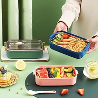 fashion bento case food grade reusable double layer bento case bento box lunch box 1 set