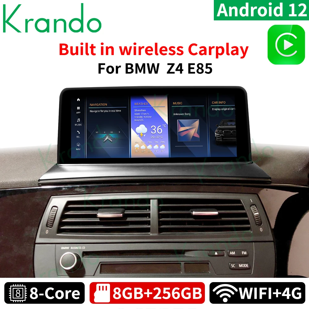 

Krando Android 12.0 10.25'' Car Radio For BMW Z4 E85 2004-2018 Navigation GPS DVD Multimedia Idrive LHD RHD Wireless Carplay