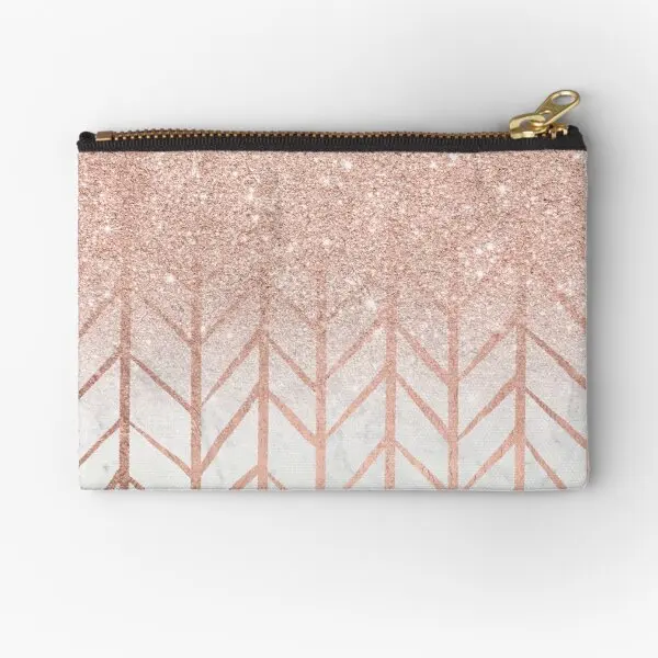 

Modern Rose Gold Glitter Ombre Herringbo Zipper Pouches Coin Cosmetic Women Money Men Socks Bag Key Underwear Panties Packaging