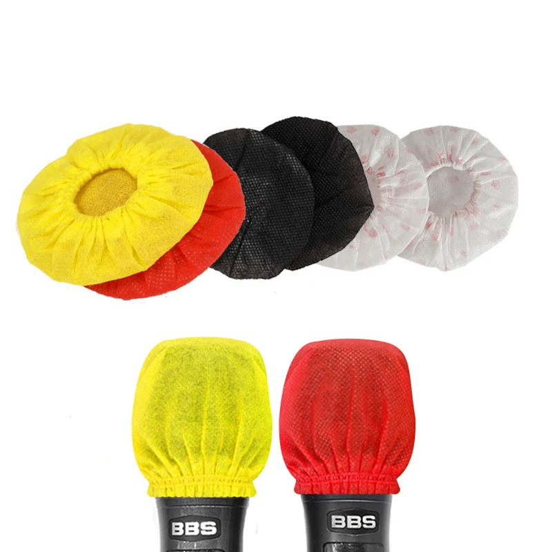 

100pcs Disposable Microphone Protective Covers Removal Windscreen Protective Mic Cap Pad Non-woven Cover For KTV Karaoke Use