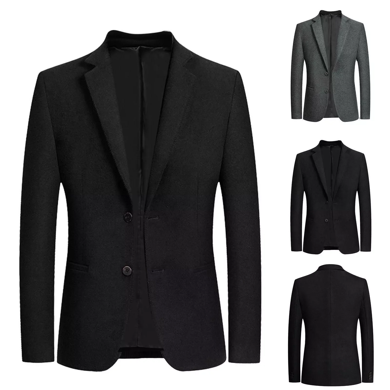 

NEW IN Mens Winter Single Breasted Suit Collar Pocket Wool Woolen Coat Small Blazer Windbreaker Anorak Men