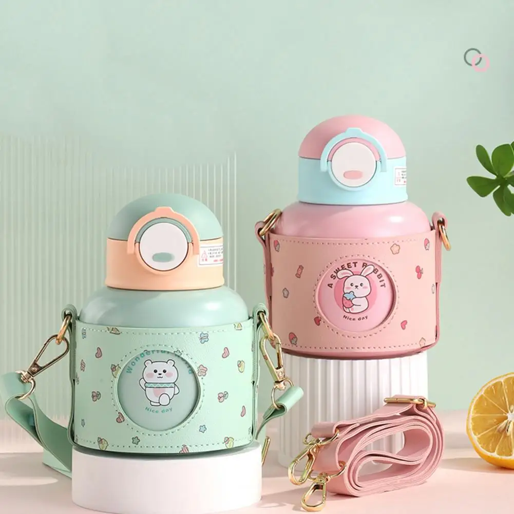 

Милая кружка-термос с бесплатными наклейками для девочек, детский термос, чашка 520 мл, милая вместительная соломенная бутылка для воды