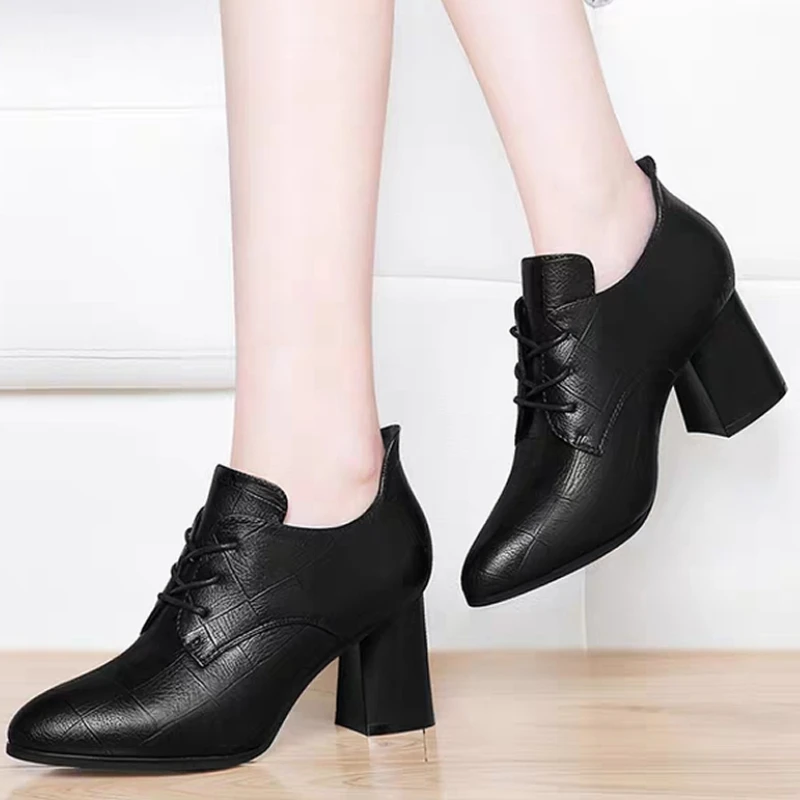 

Winter Women Boots Thick Heel Flat Shoes Anti-slip Women Ankle Boots Autumn Fashion Leather Boots Size 35-40 2022