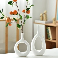 nordic modern ceramic vase circular hollow flower pot hydroponics planter for home bedroom living room office kitchen