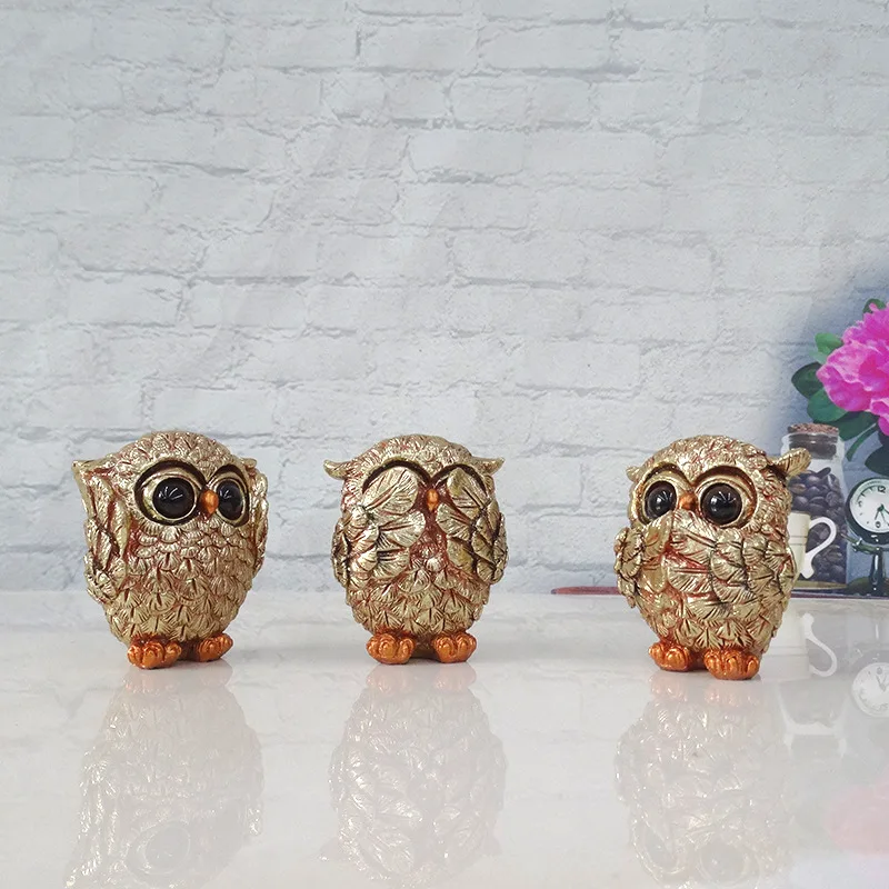 

3 Owl Figurines Decor See No Evil Hear No Evil Speak Cute Owl Statue Crafted Animal Sculpture Ornament for Home Office Decor