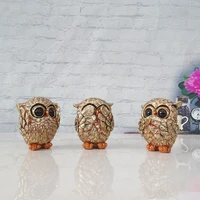3 owl figurines decor see no evil hear no evil speak cute owl statue crafted animal sculpture ornament for home office decor