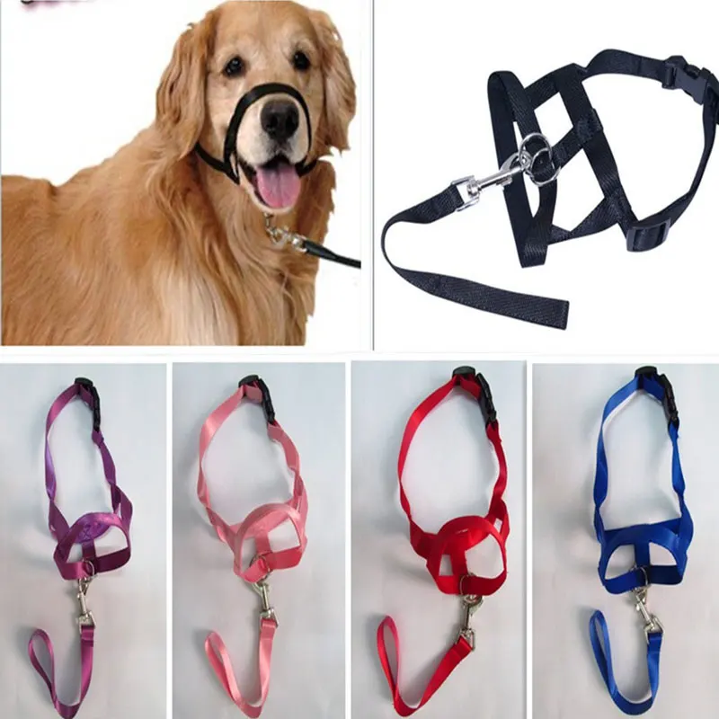 

Harness Adjustable Muzzle Dog Halter Leader Belt Dog Collar Head No Pull Bite Straps Training Leash Leader Dog Accessories