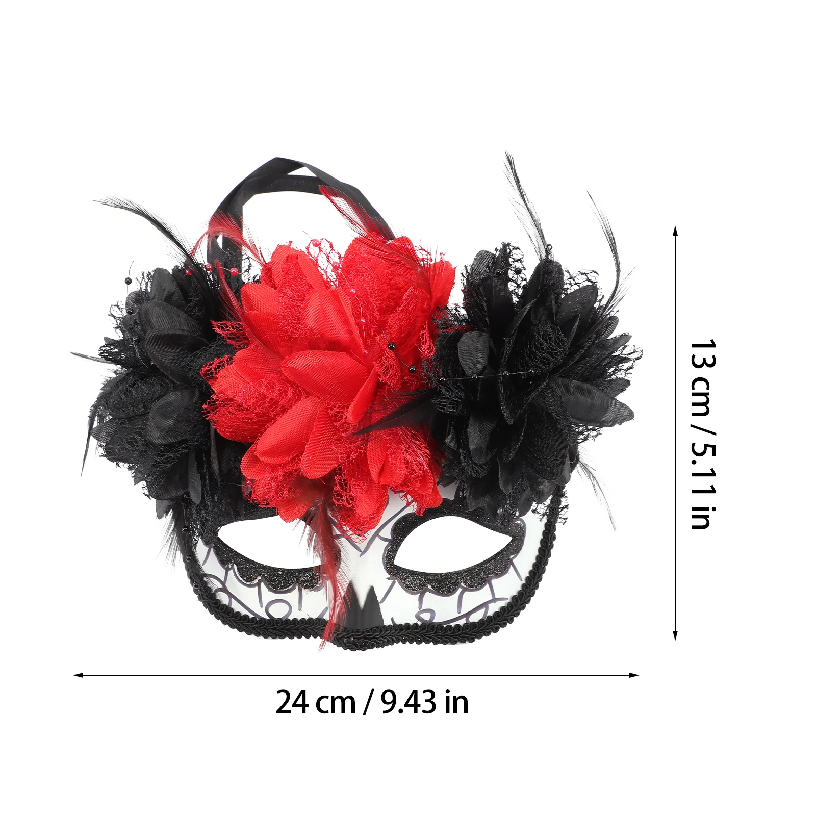 Маска Маскарад Дню Мертвых для косплея Половина лица с цветочным макияжем Черный