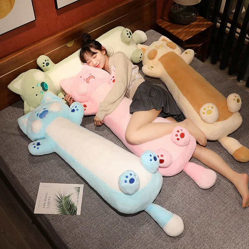 

70/110CM INS Cute Cat Plush Doll Fluffy Fox Stuffed Soft Long Body Pillow Toys Kawaii Kids Girls Birthday Xmas Gifts
