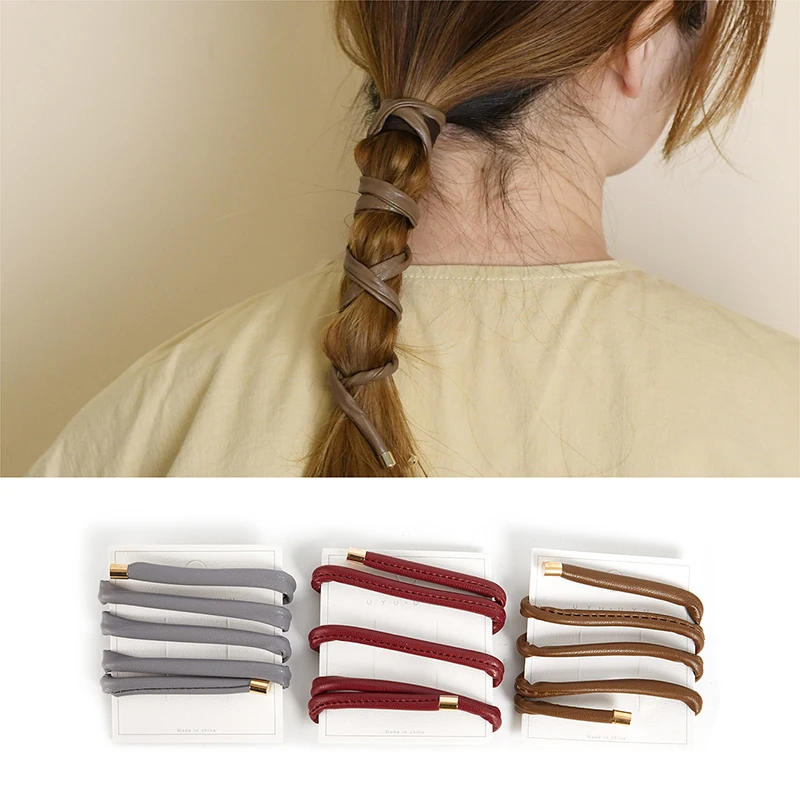 

Новинка, женская кожаная резинка для волос с длинным хвостом, резинки для волос для девочек, аксессуары для волос