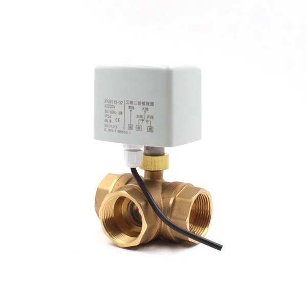 Фото Электрический шаровой клапан DN15 DN20 DN25 DN32 DN40 DN50 для систем HVAC, регулирующий клапан потока, 3-ходовой моторизованный клапан. №4