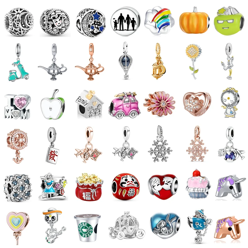 

New Fashion Charm Original Lucky Bag Sunflower Kettle Beaded Fit Original Pandora Ladies Bracelet Jewelry Accessories Gift