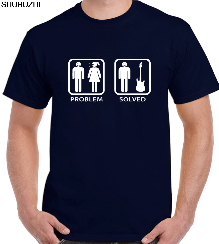 

Problem Solved Guitar - Mens Funny T-Shirt Electric Acoustic Bass Player Strings