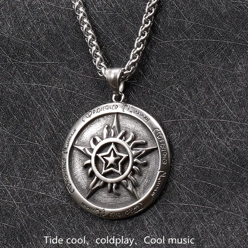 

Мужская подвеска в виде пентаграммы, уличное ожерелье из титановой стали в стиле хип-хоп, искусственная подвеска