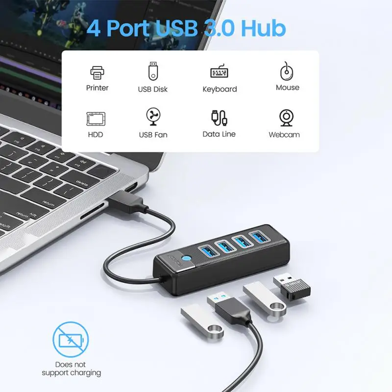 

RYRA USB 3.0 Hub 4 Ports OTG Adapter High Speed Multi Splitter 5Gbps Multifunctional Extender Portable Expansion Dock For Laptop