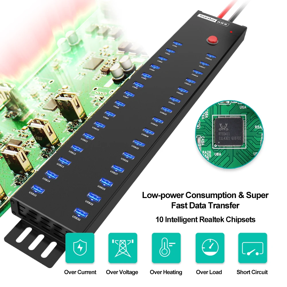Фото USB-хаб на 30 портов с LED-индикаторами и поддержкой синхронизации для iPad, iPhone, устройств Android №4