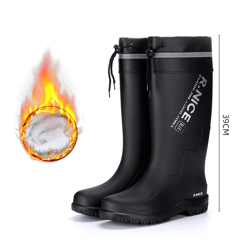 Новые мужские модные сапоги до колена водонепроницаемые высокие из ПВХ для