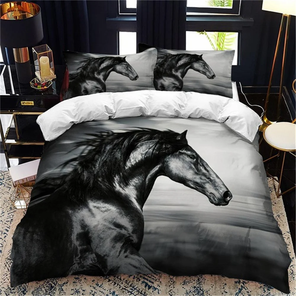 

Horses Printed Duvet Cover Set Twin Full Queen King Bedding Comforter Bedspread Soft Lightweight Quilt Animals Home Textile