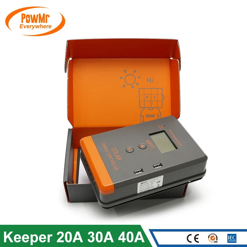 Блок питания PowMr 20A 30A 40A MPPT для солнечных батарей 12 В 24 В