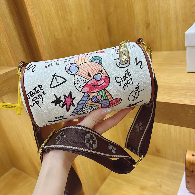 

Лидер продаж, маленькая круглая сумка высокого качества с граффити, новинка 2022, модная женская сумка-мессенджер на одно плечо, сумка-портмон...