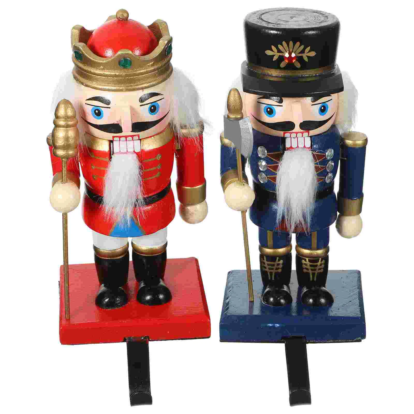 

Hook Wooden Hangers Nutcracker Soldier Figurines Ferroalloy Christmas Stocking Holder