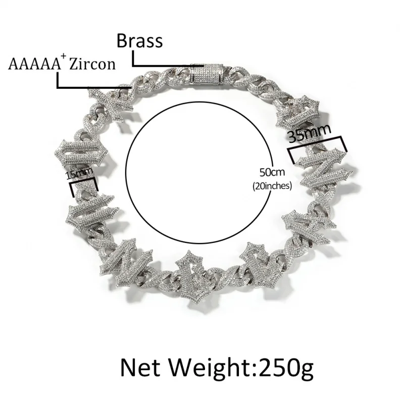 Ожерелье в стиле хип-хоп с бриллиантами неограниченное количество символов