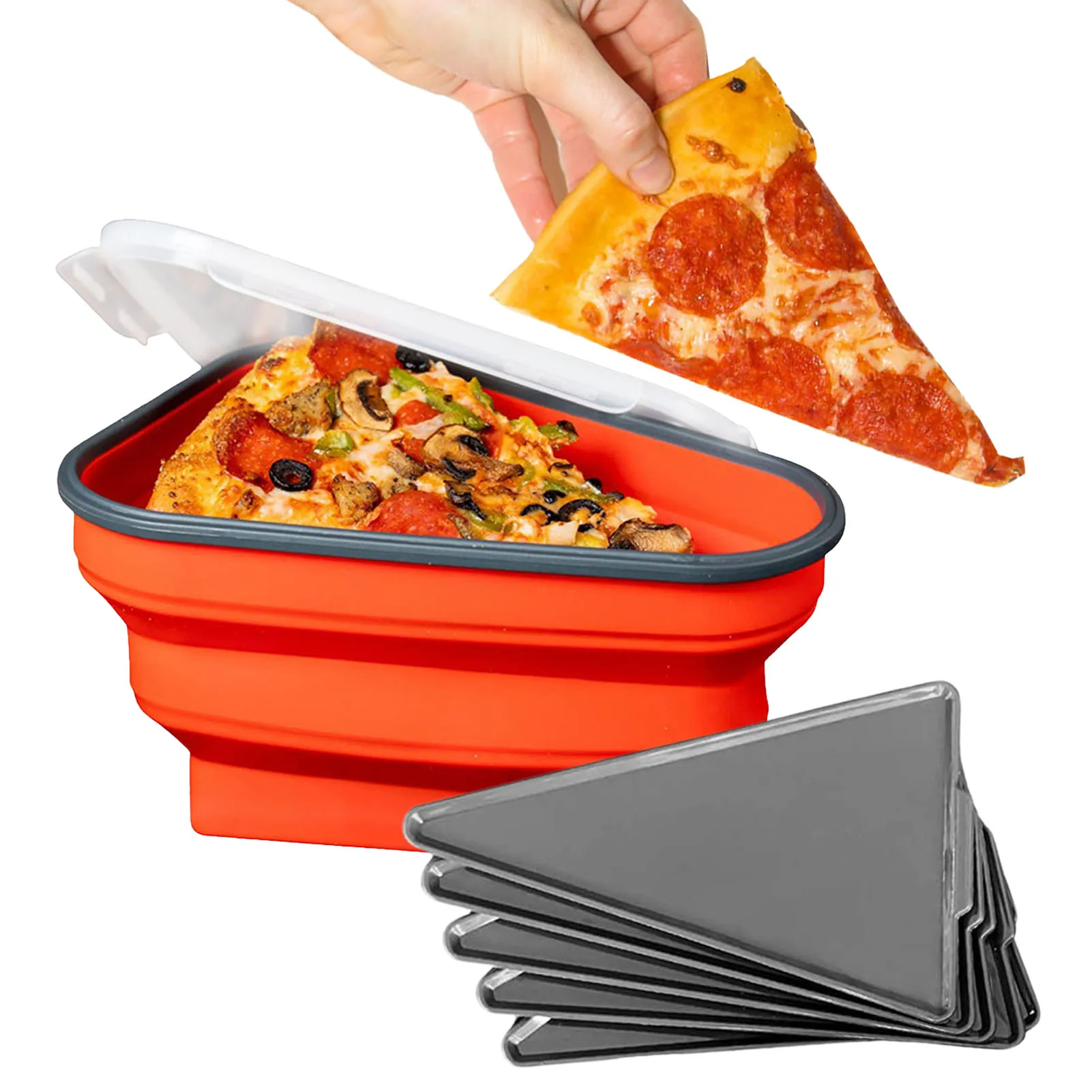 

Silicone Reusable Pizza Pack Box Pizza Microwaveable Portable Storage Container Sandwich Dessert Cake Boxes Kitchen Supplies