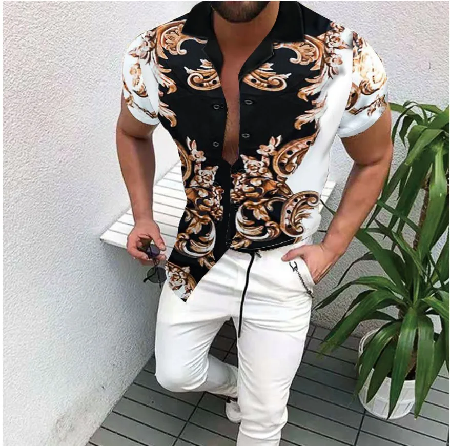 2022 Summer New Retro Men's Printed Short Sleeve Tops Hawaiian Shirt Fashion Streetwear Floral Short Cardigan Shirt S-6XL