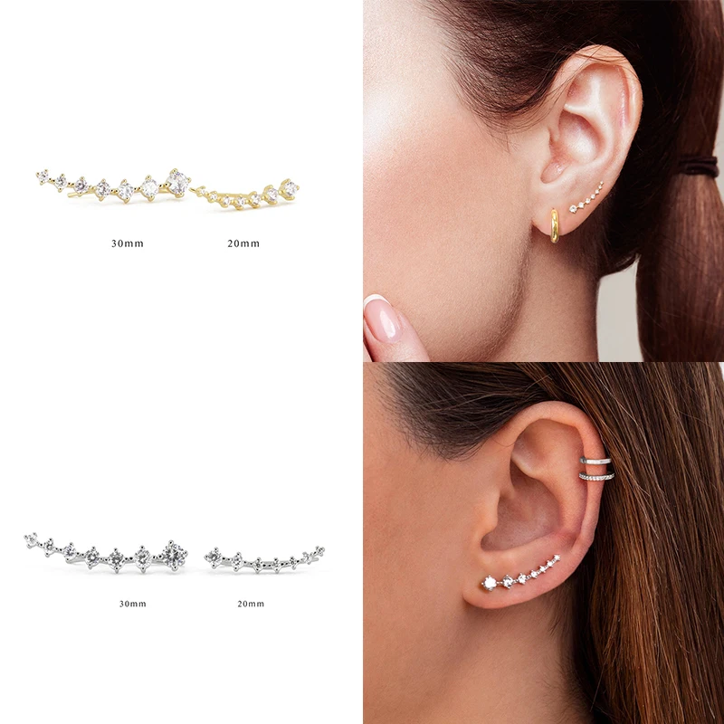 

ROXI 925 Sterling Silver Single Row 7 Flash Diamonds Stud Earrings for Women Jewelry Earing Piercings Earing Pendientes Brincos