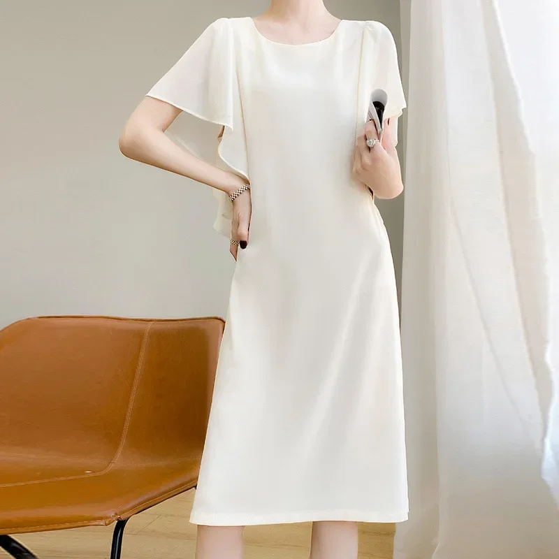 Платье из натурального шелка во французском стиле женское новое летнее атласное