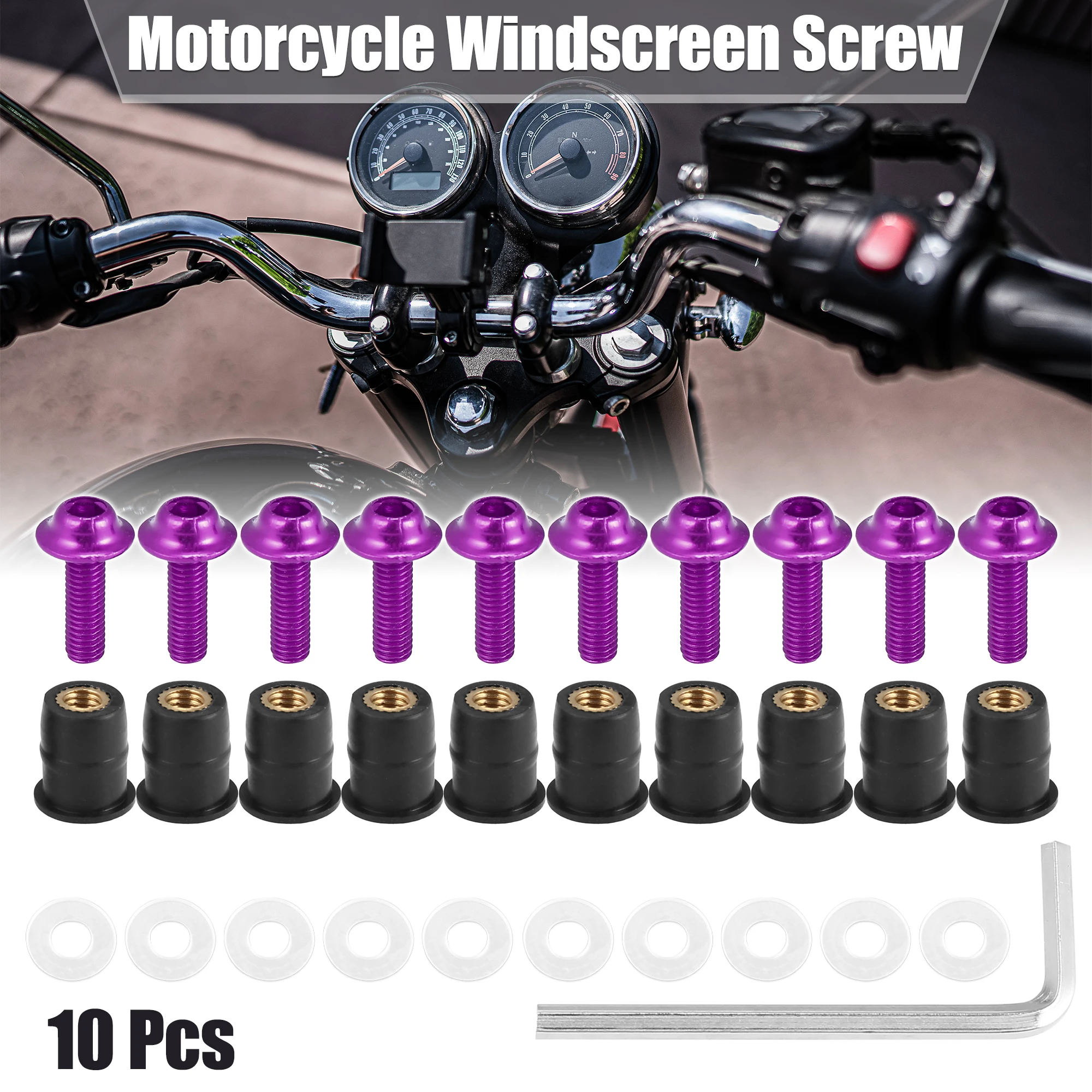 

Motoforti 10pcs 20pcs M5 5mm Motorcycle Windscreen Windshield Screws Fairing Windscreen Screws Bolt Mounting Nuts Installation