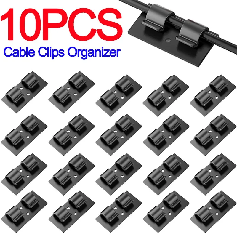 1-10 шт. двойной крючок зажимы для кабеля органайзер самоклеящийся держатель
