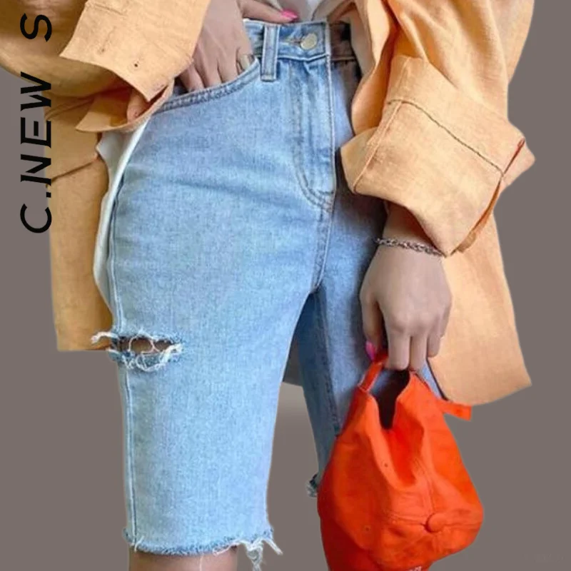 

Женские джинсовые шорты C.New S, с широкими штанинами и завышенной талией