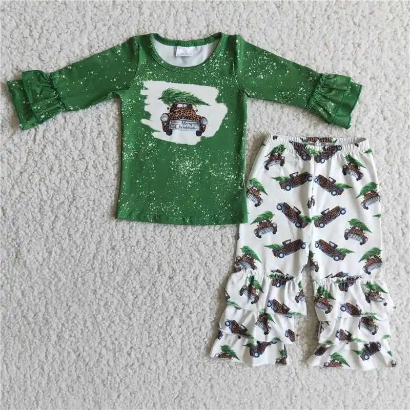 

6 A20-18 Girls Christmas Outfit Long Sleeve And Long Pants Cartoon Print