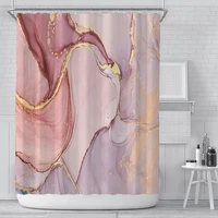 luxury elegant marble waterproof shower curtains pink gold purple gradient printing shower curtains with hooks bathroom curtains