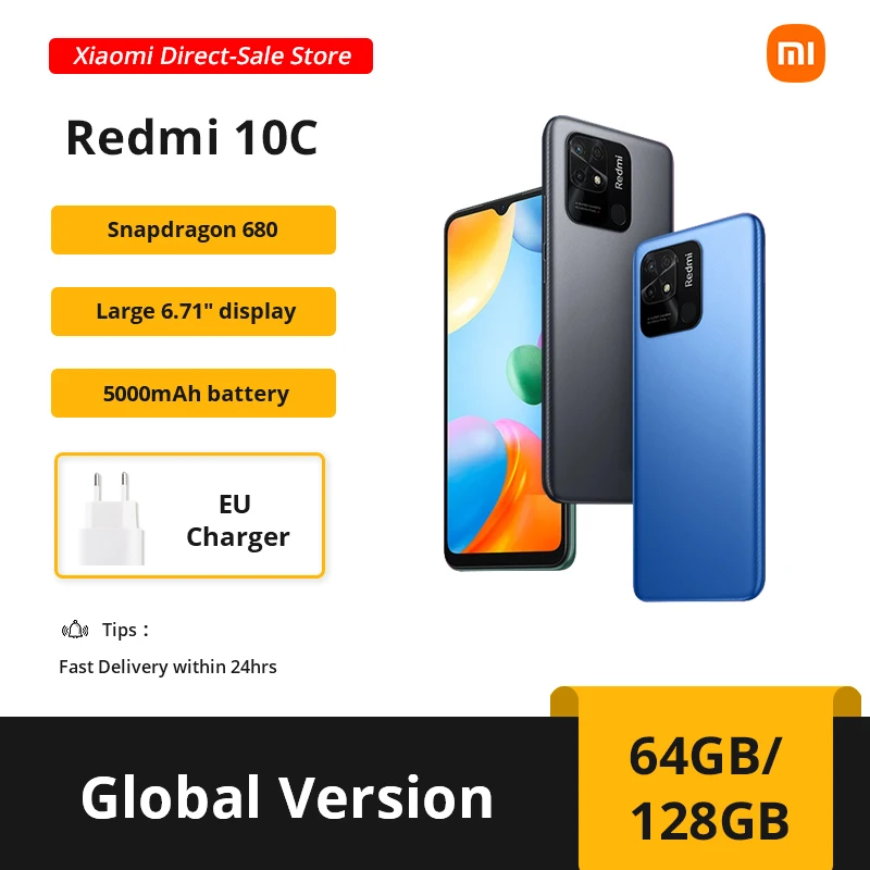 

Global Version Xiaomi Redmi 10C Snapdragon 680 Octa Core Smartphone 64GB / 128GB 6.71" Display 18W Charging 5000mAh 50MP Camera