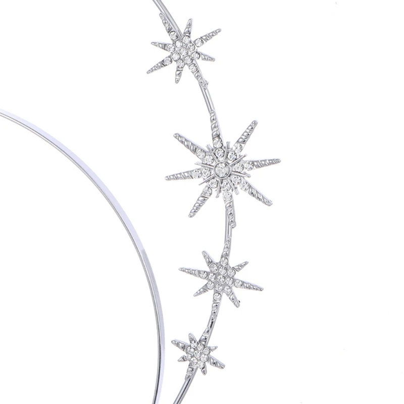 

41XF Double Layer Headband Halo Crown Hair Hoop Double Layer Hairband Alloy Material Wedding Accessories Gift for Women Girl