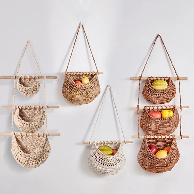 

1/3 Pockets Wall Hanging Storage Bag Kitchen Fruit Vegetable Storage Organizer Handbag Waterproof Underwear Book Storage