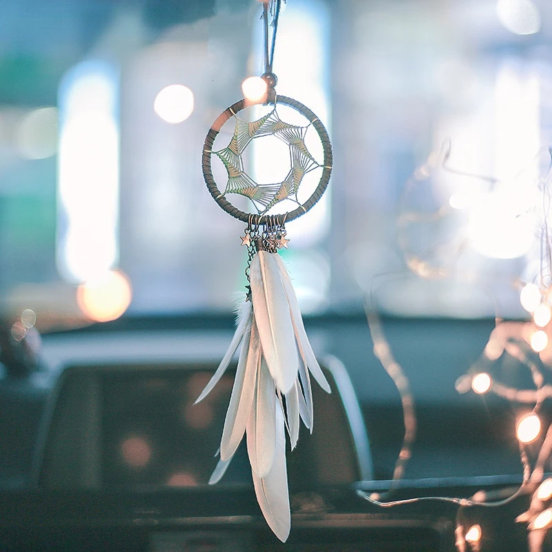 

Feather Catcher Hanging Creative Bohemian Style Home Decoration Gift Room Aesthetic Weaving Car Hanging