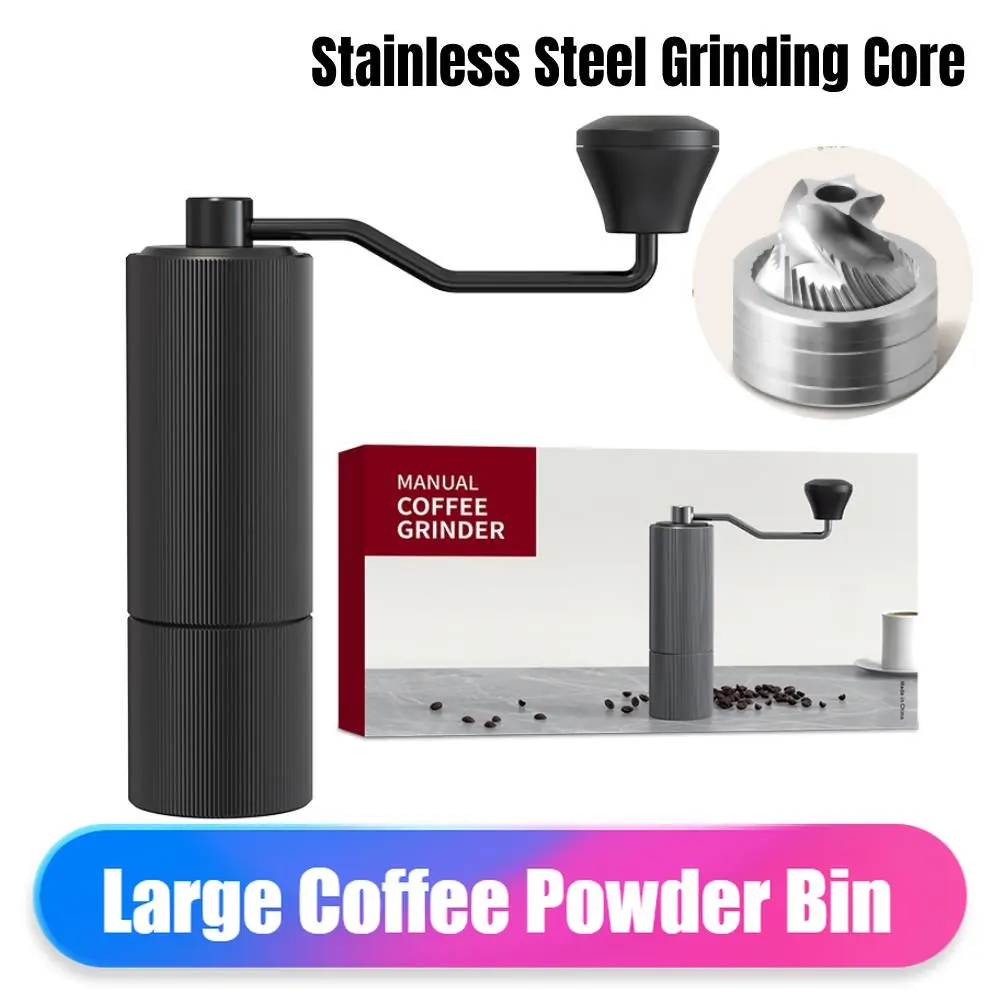 

Manual Professional Coffee Grinder Hand Bean Grinder Large Powder Bin Stainless Steel Grinding Core Chestnut Coffee Making Tools