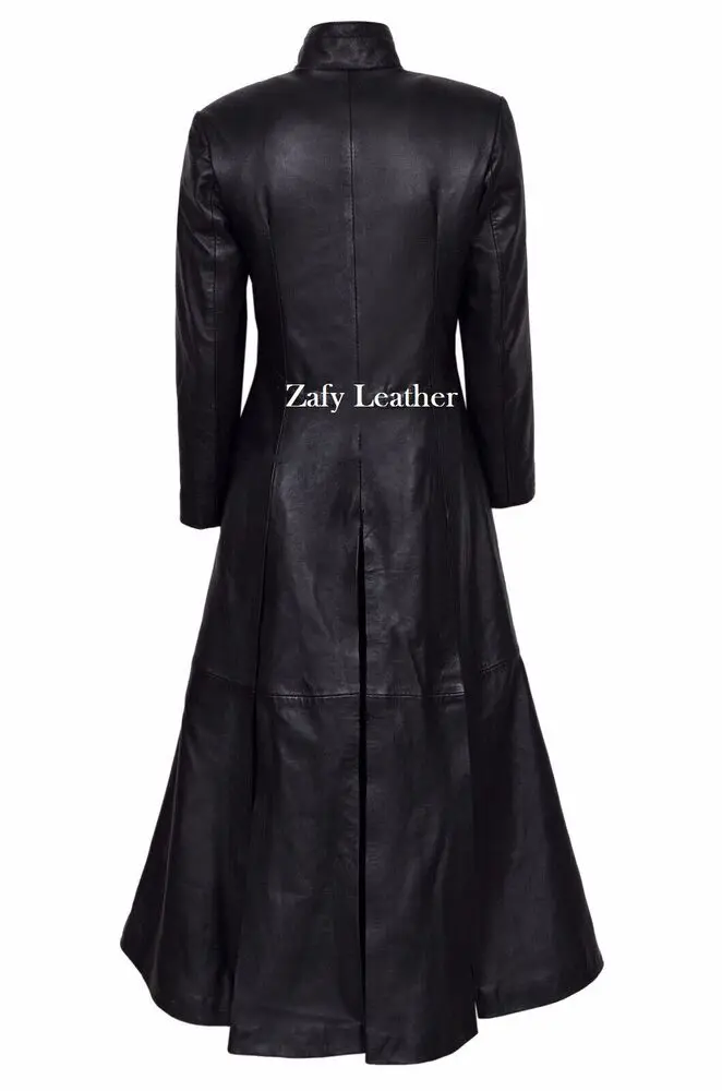 Women Leather Coat Genuine Soft Lambskin Leather Long Trench Coat Jacket