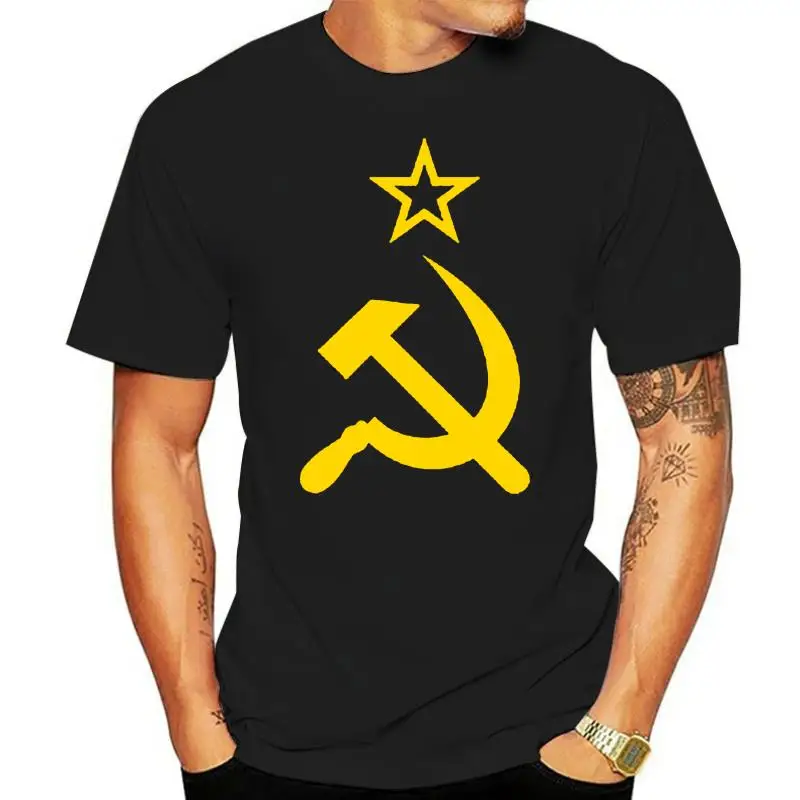 

Short-Sleeved Cotton T-Shirt Soviet Flag Hammer and Sickle Communist Communism USSR CCCP T-shirt Tshirt Tee O-Neck T Shirt Men