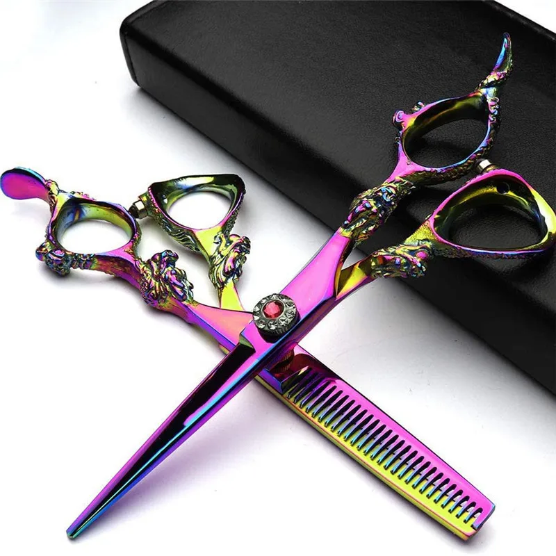 Barber Shears Special-shaped Handle Bright Red Gem Men's And Women's Barber Shears Electroplating Color