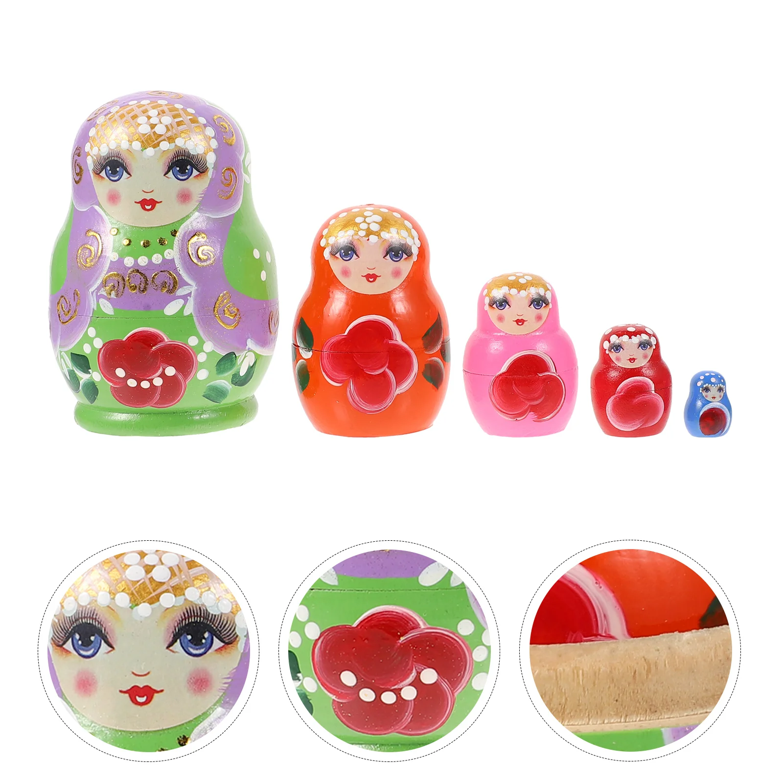 

5 Pcs Matryoshka Early Educational Playthings Nesting Dolls Wooden Toddler Toys Birthday Gift Creative Russian Matryoshkas