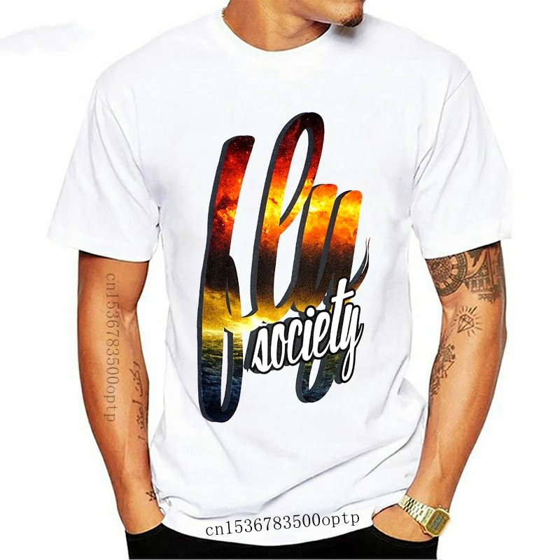 

FLY SOCIETY FIRE-Camiseta blanca para hombre, camisetas de moda, camisetas de diseño de manga corta, camisetas informales genial