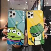 cute cartoon toy story buzz woody phone case tempered glass for iphone 13 12 mini 11 pro xr xs max 8 x 7 plus se 2020 soft cover