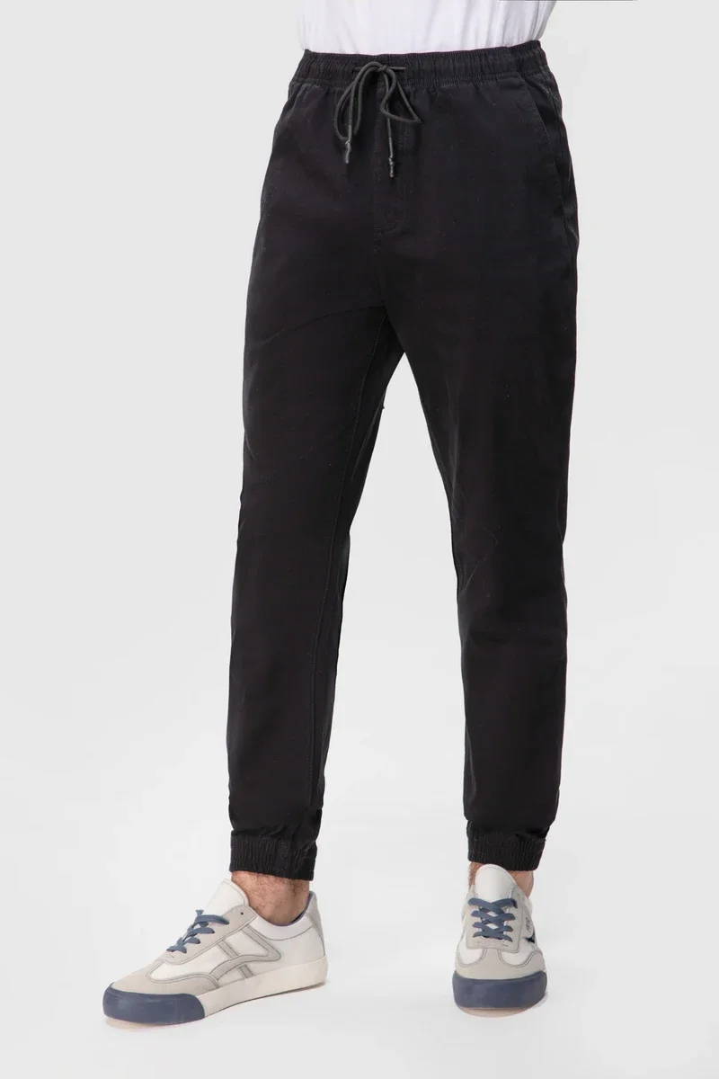 

FASHIONSPARK Men's Basic Cotton Jogger Pants Twill Regular-Fit Stretch Casual Sweatpants Essential Running Dress Work Pants