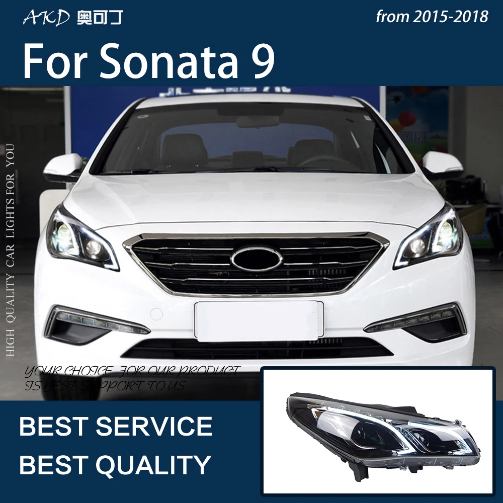 

Car Lights For Sonata 9 2015-2018 9th LED Auto Headlights Assembly Upgrade E-Class Design Bicofal Lens Tools Accessories