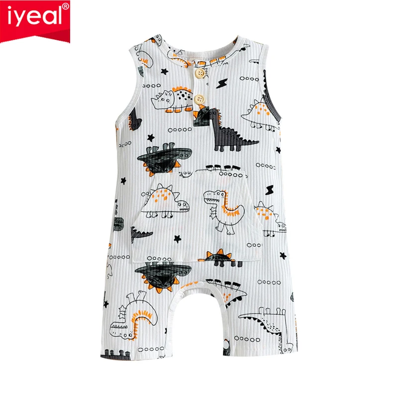 

IYEAL Newborn Infant Baby Girls Boys Sleeveless Dinosaur Print Jumpsuit Romper Summer Onesie Infant Baby Girls Newborn Clothing