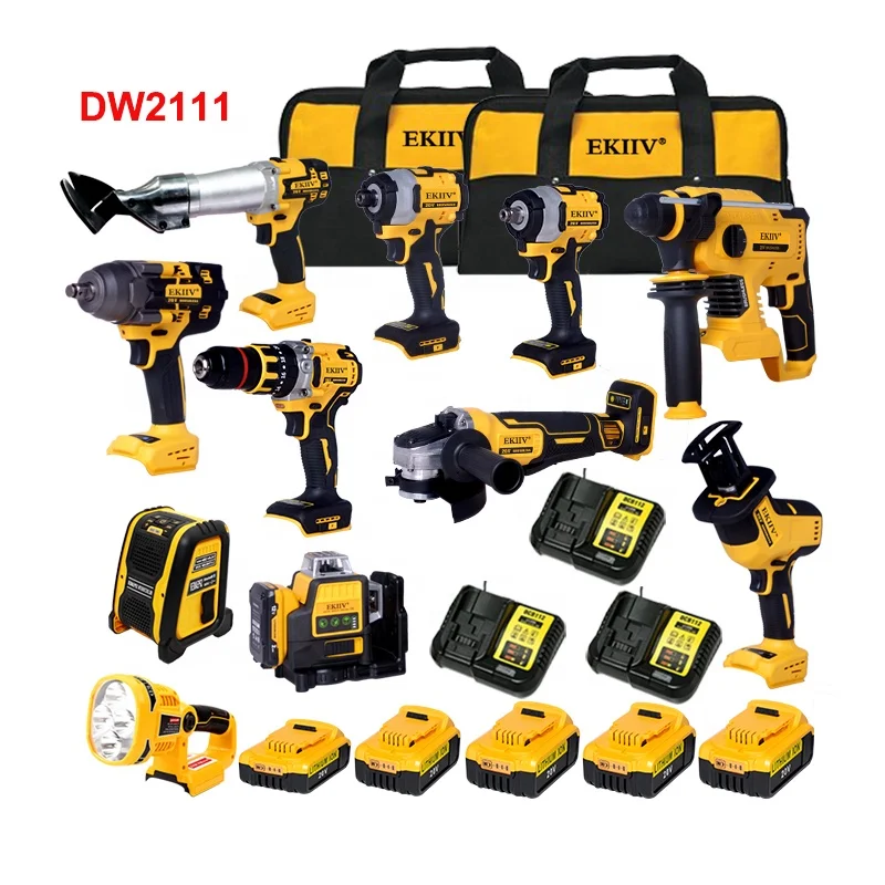

Hot sales18v 21v 20v max Replaceable lithium battery 6.0Ah 4.0A 5.0A 2.0A 3.0A 11 in 1 power tools combo kit cordless dew
